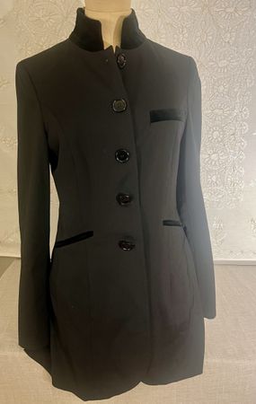 Veste noire SCAPA col Mao doublée bleu élégante
