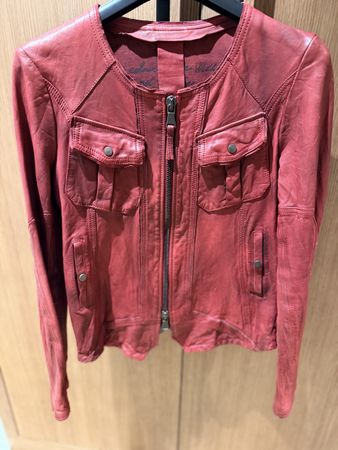 Womes Red Soft Leather Jacket Gr 36