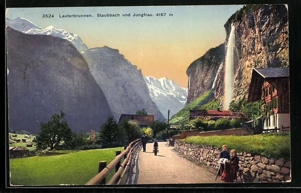 Cartoline postali: Lauterbrunnen, Strassenpartie mit Staubb – Usato da Berlin venduto da bartko-reher