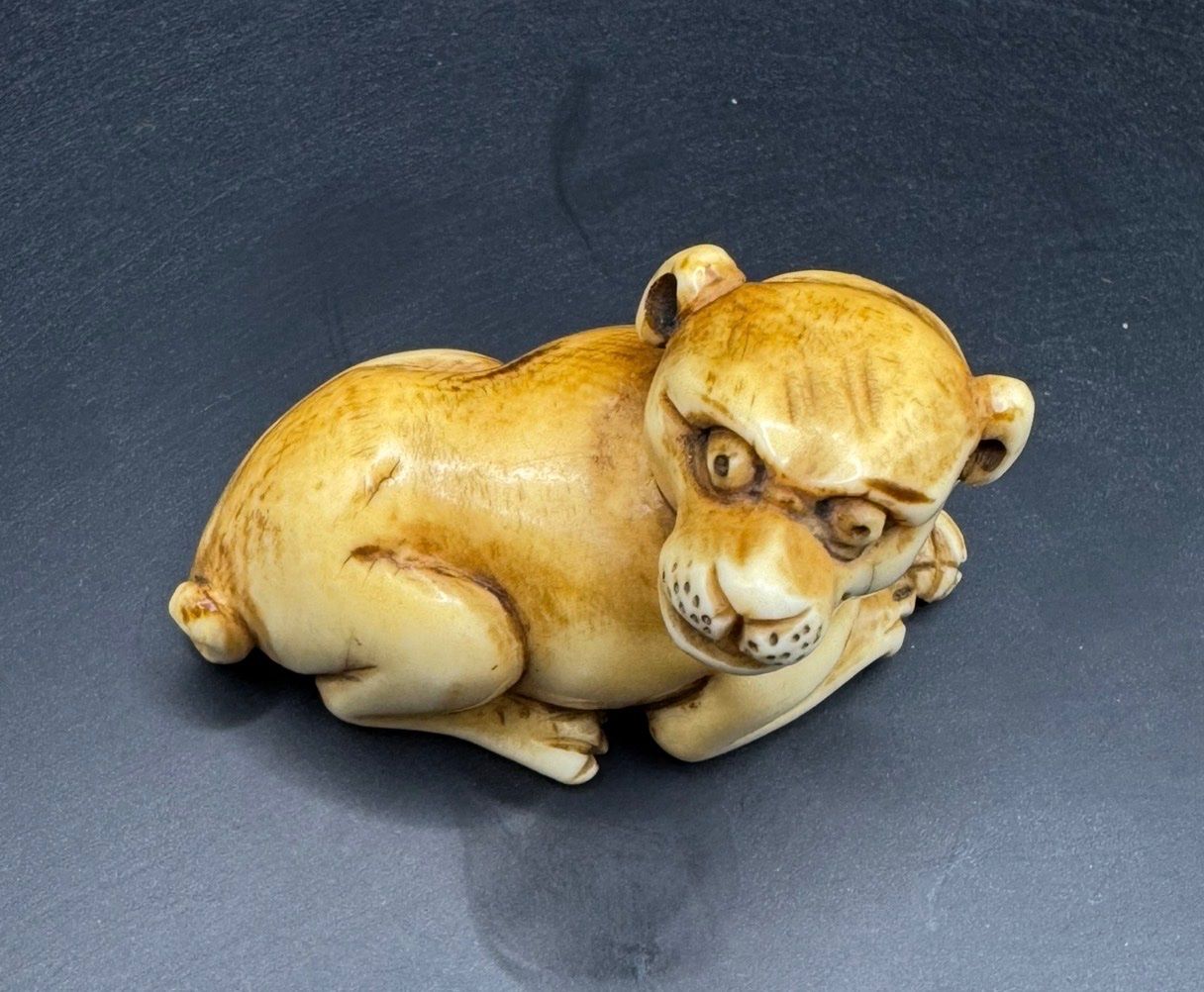 Figurines: 🐯 Netsuke ancien – Tigre couché – D'occasion à Fiez par Kirafinds 2
