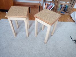 2x alte Holz Hocker vintage aus 60er