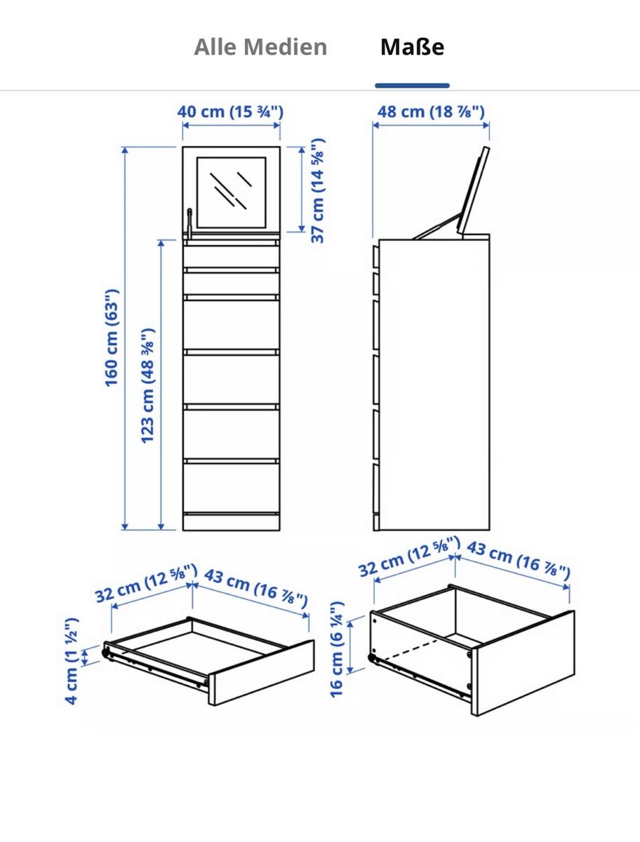 Ikea Cassettiere: Malm Kommode mit Spiegel – Usato da Adlikon venduto da Chbu84 2