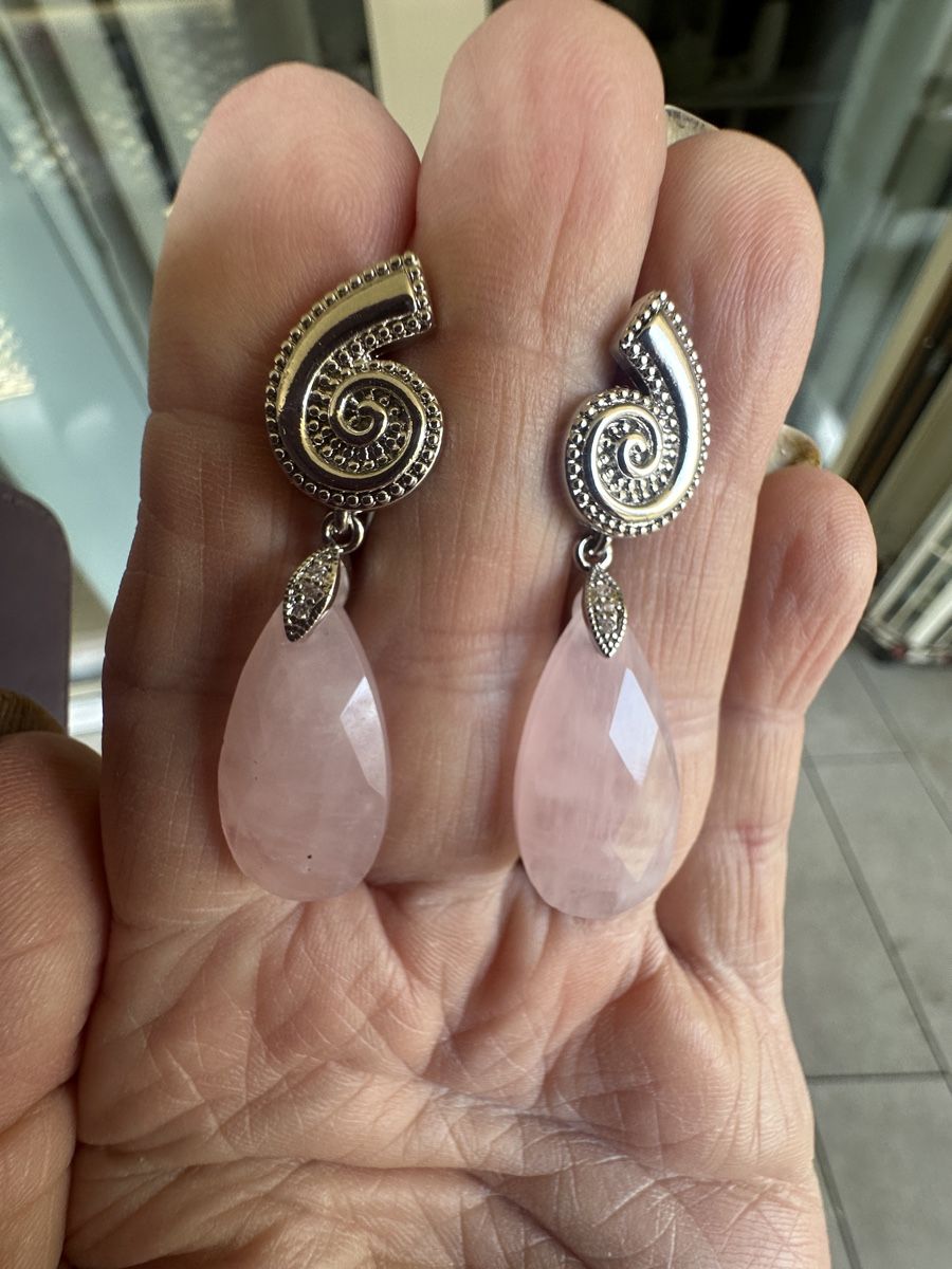 Orecchini pendenti & Orecchini a lobo: Ohrringe, Rose Quartz Tropfen – Nuovo e nell'imballaggio originale da Kriens venduto da Hortensie6 2