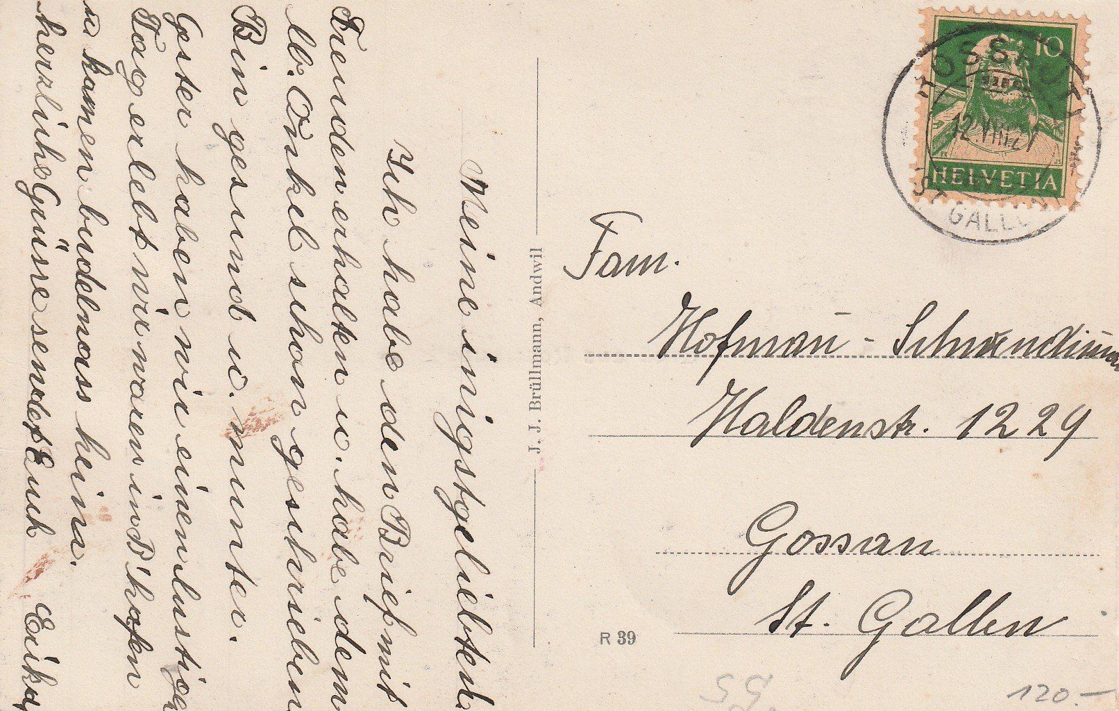 Cartoline postali: Gruss aus Rossreute-1921 – Usato da uttwil venduto da Koehlerfred 1