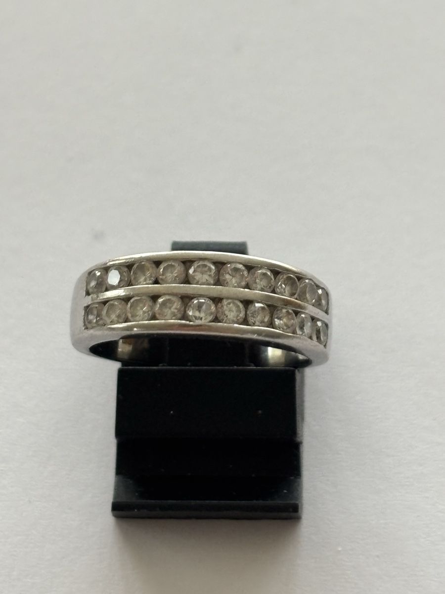 Anelli: Silber Ring 925 Zirkonia  2 Reihen – Usato da Langnau am Albis venduto da flusspflege 1