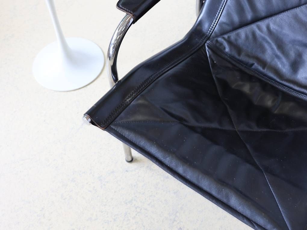 Fauteuils: Strässle Ledersessel | Schwarz Chrom | – D'occasion à Meinisberg par atelier_TILIJA 2