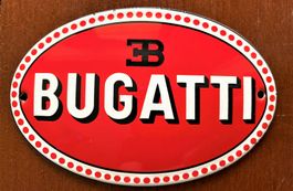 BUGATTI vintage Kühleremblem Emaille gross 7.8 x 11.8 cm