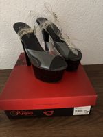 Plateau Sandalen Pleaser schwarz-glitzer