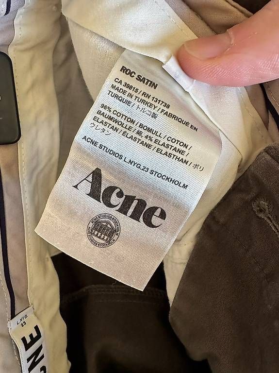 Acne Studios Pantaloni: Acne Studios Roc Satin Baumwollhose – Usato da Reinach BL venduto da tomh79 1