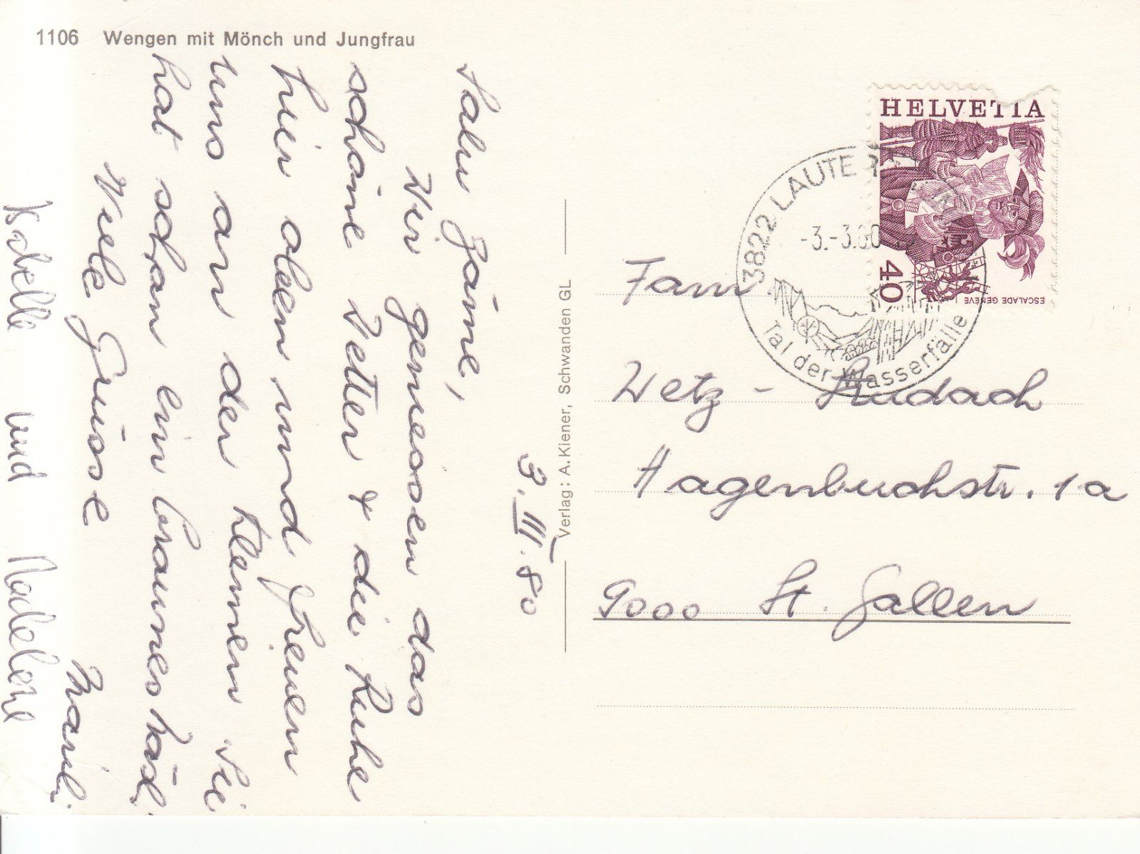 Cartoline postali: Wengen 1980 – Usato da Bürglen TG venduto da StampGraf 1