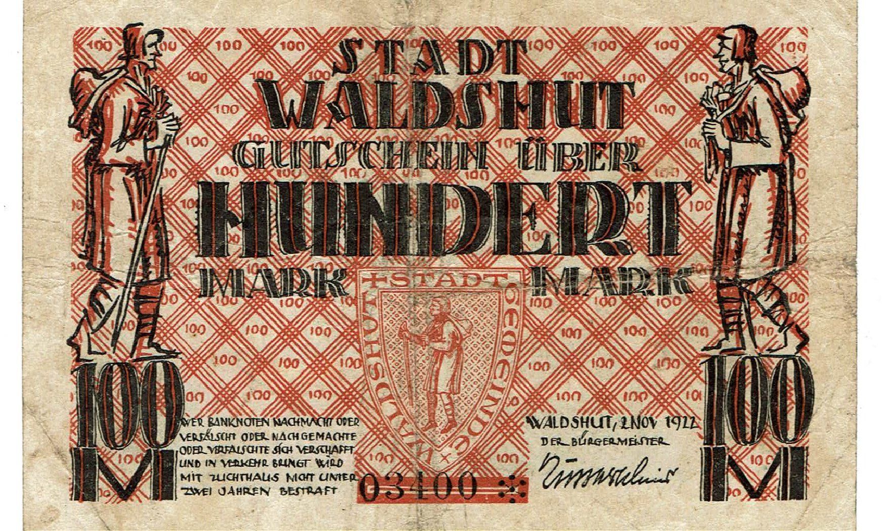 Banconote: Waldshut 100 Mark 01.11.1922 SS+-SS++ – Usato da Steffisburg venduto da ber_8htf