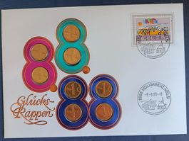 Numisbrief 8 Glücks-Rappen zum 8.8.88 ab 1 Fr.
