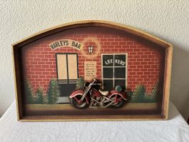 Holzbild Motorrad Harley