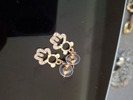 Ohrhänger goldfarben mit Schmucksteinen guter Zustand