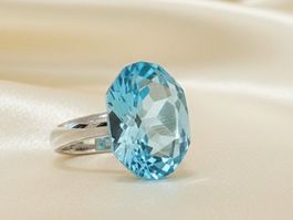 Silberring 925 mit Topas, transluzent & eisblau - Neu