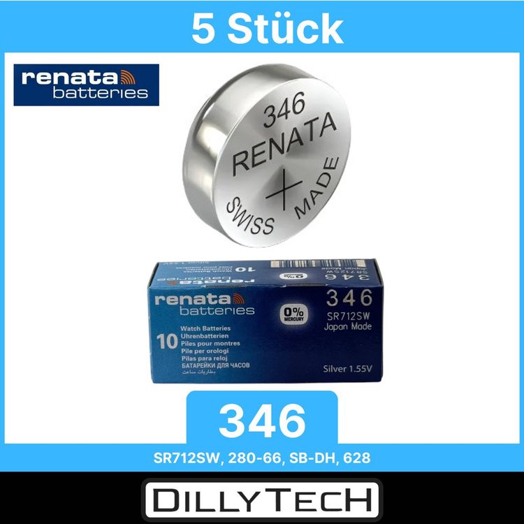 Caricatori & Batterie: Renata 346 Box, SR712SW Knopfzellenbatterie - 5 Stk. – Nuovo e nell'imballaggio originale da Erlenbach ZH venduto da dillytech.ch