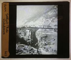 Glasdia Schweiz: Göschenen UR / Bahn Gotthardbahn, um 1910