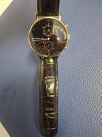 Kapten & Son Chronograph  Schwarz/Gold  Lederarmband