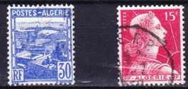 2  timbres Algérie - 1942 et 1955 - Obl.