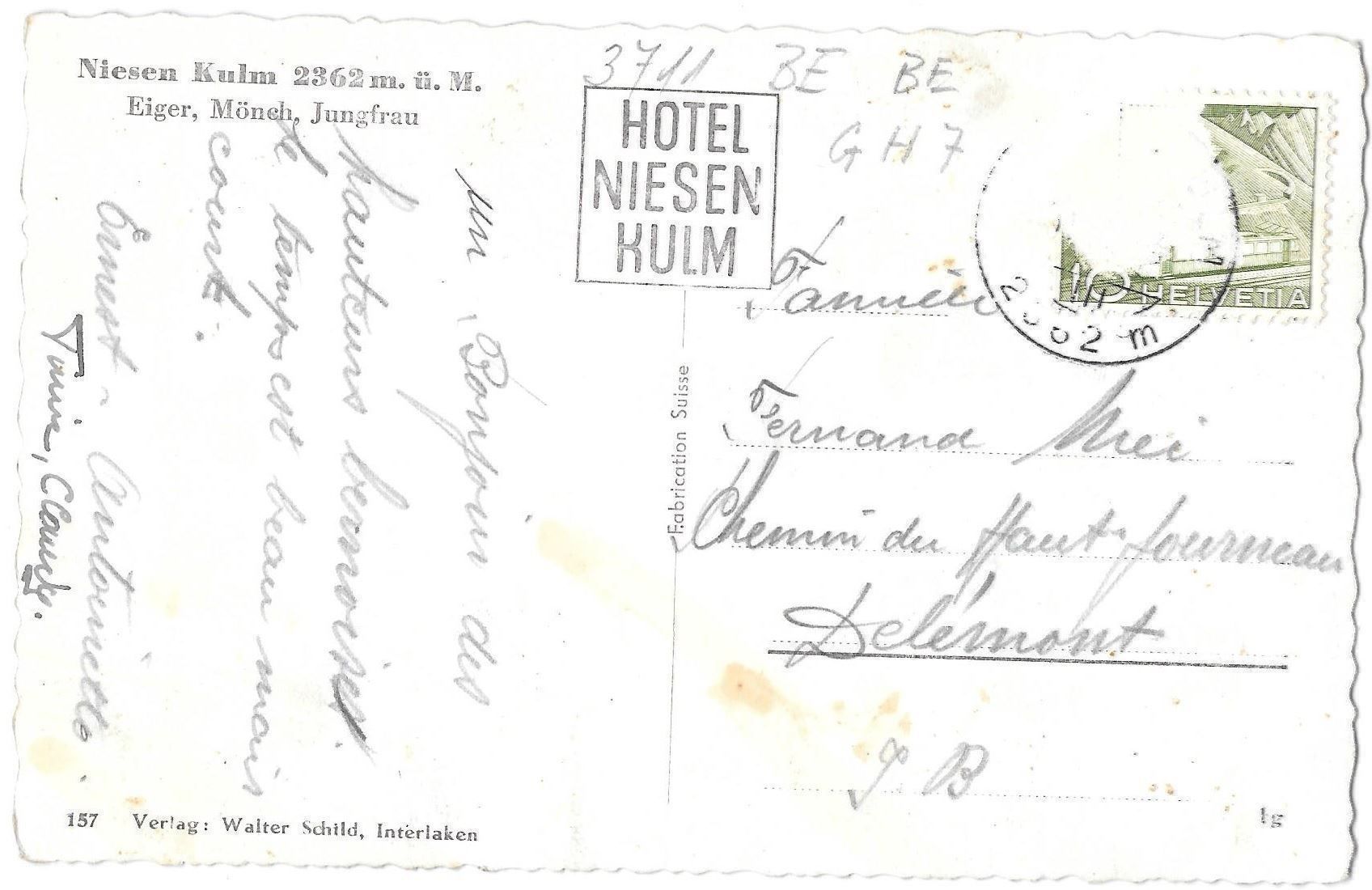 Cartoline postali: Niesen-Kulm Terrasse mit Personen – Usato da Olten venduto da clotaldi 1