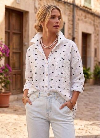 Hübsche Musselin  Bluse / Hemd Gr.S-M  wie neu
