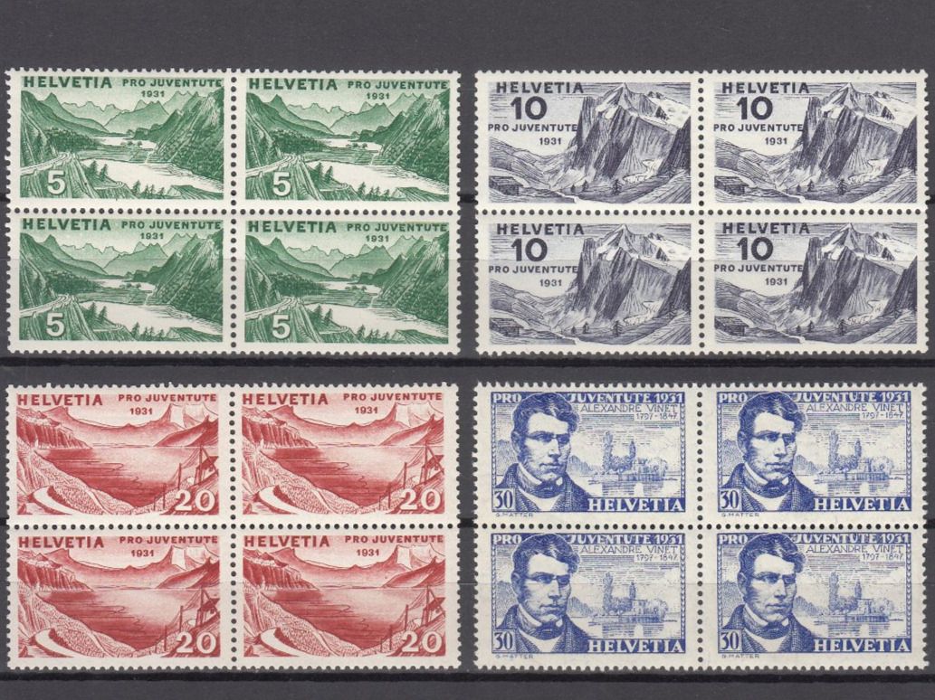 Alle Briefmarken: SBK J57 - J60 im 4er-Block postfrisch – Gebraucht aus Bürglen TG von StampGraf