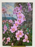 Original: Rosa Blüten, Öl auf Leinwand, 70x100cm