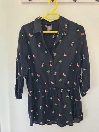 Damen Kleid schwarz Grösse M mit Fruchtmotiv manor