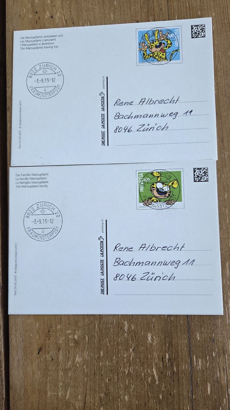Tutti i francobolli: 2015 2 FDC Maximumkarten Ganzache Marsupilami – Usato da Arni AG venduto da Moth68 1