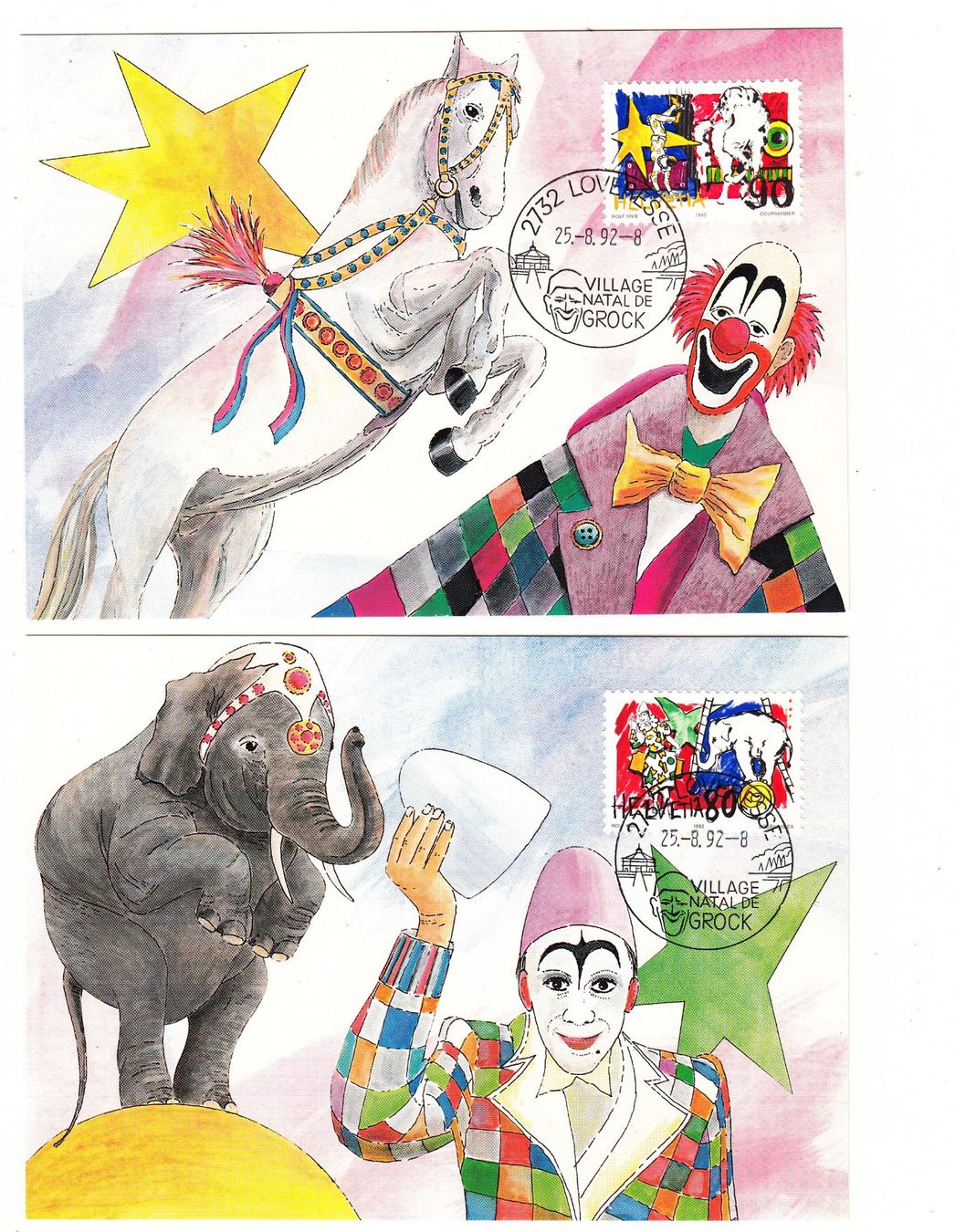 Tous les timbres: Maximumkarte Zirkuswelt FDC 1992 – D'occasion à Herrliberg par Lfrifda 1