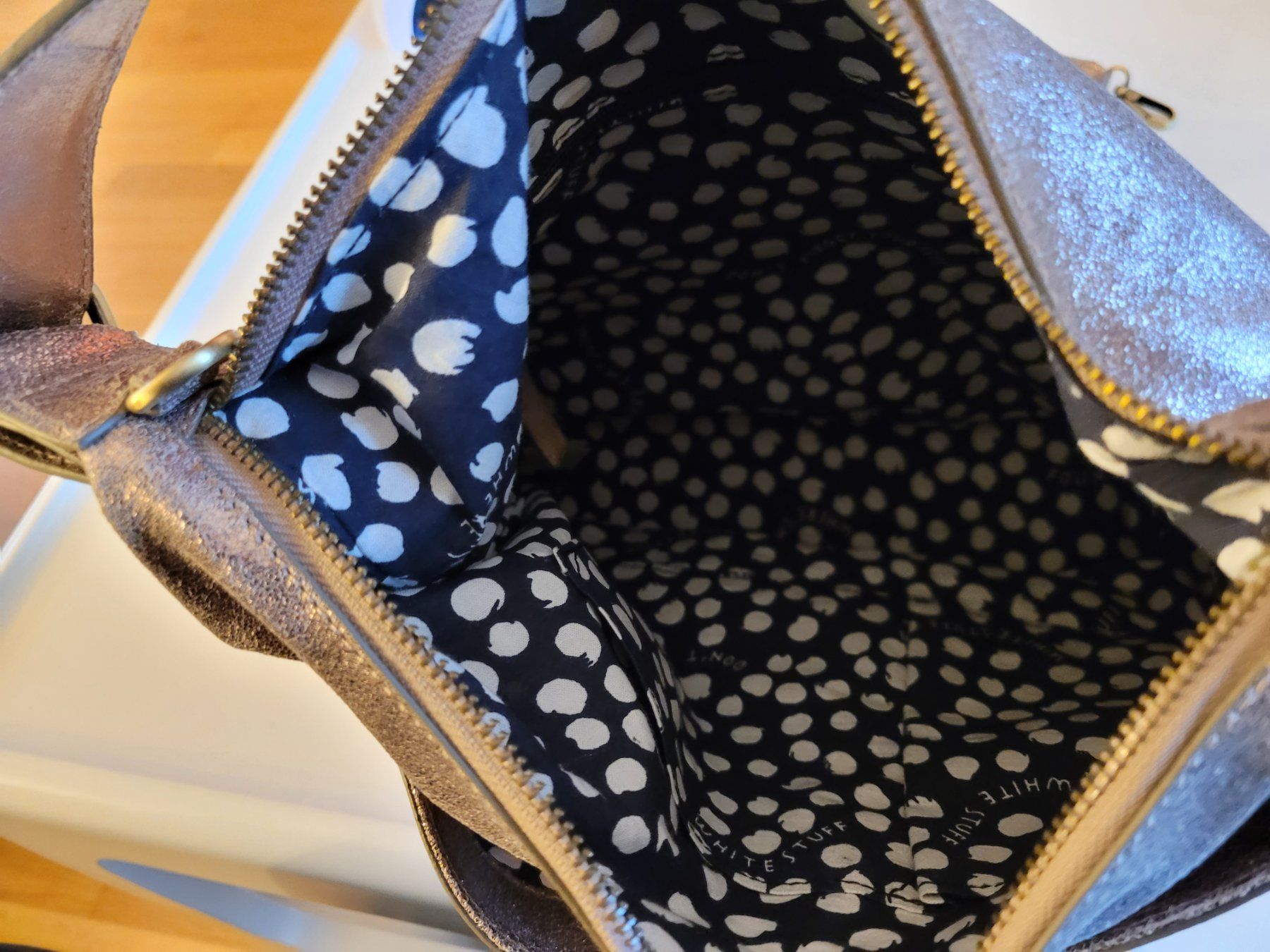 Borse da donna: White Stuff Ledertasche hellbraun metallic – Usato da Zürich venduto da nkem13 5