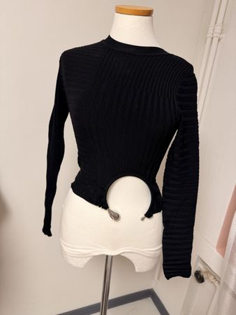 Schwarzes Zara Strickoberteil mit Cut Out, Neu, Gr. S