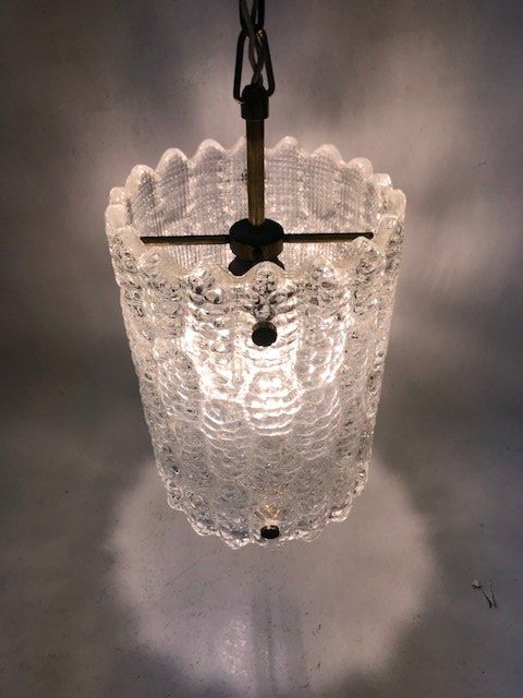 Lampade: schwere Glaslampe Hängelampe Pressglas 60er – Usato da Zürich venduto da gigimai67 7