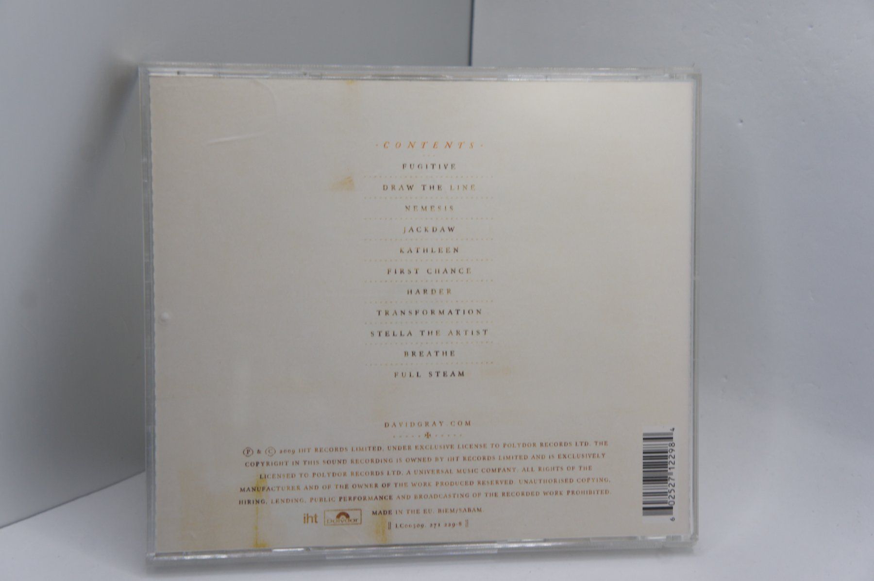 CD: CD David Gray – Draw The Line – Usato da Ernetschwil venduto da luisvonerni 1