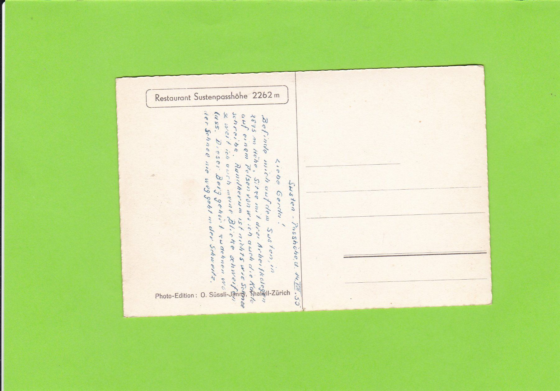 Cartoline postali: Sustenstrasse-Steingletscher-Oldtimer – Usato da St. Peterzell venduto da neckertal 1