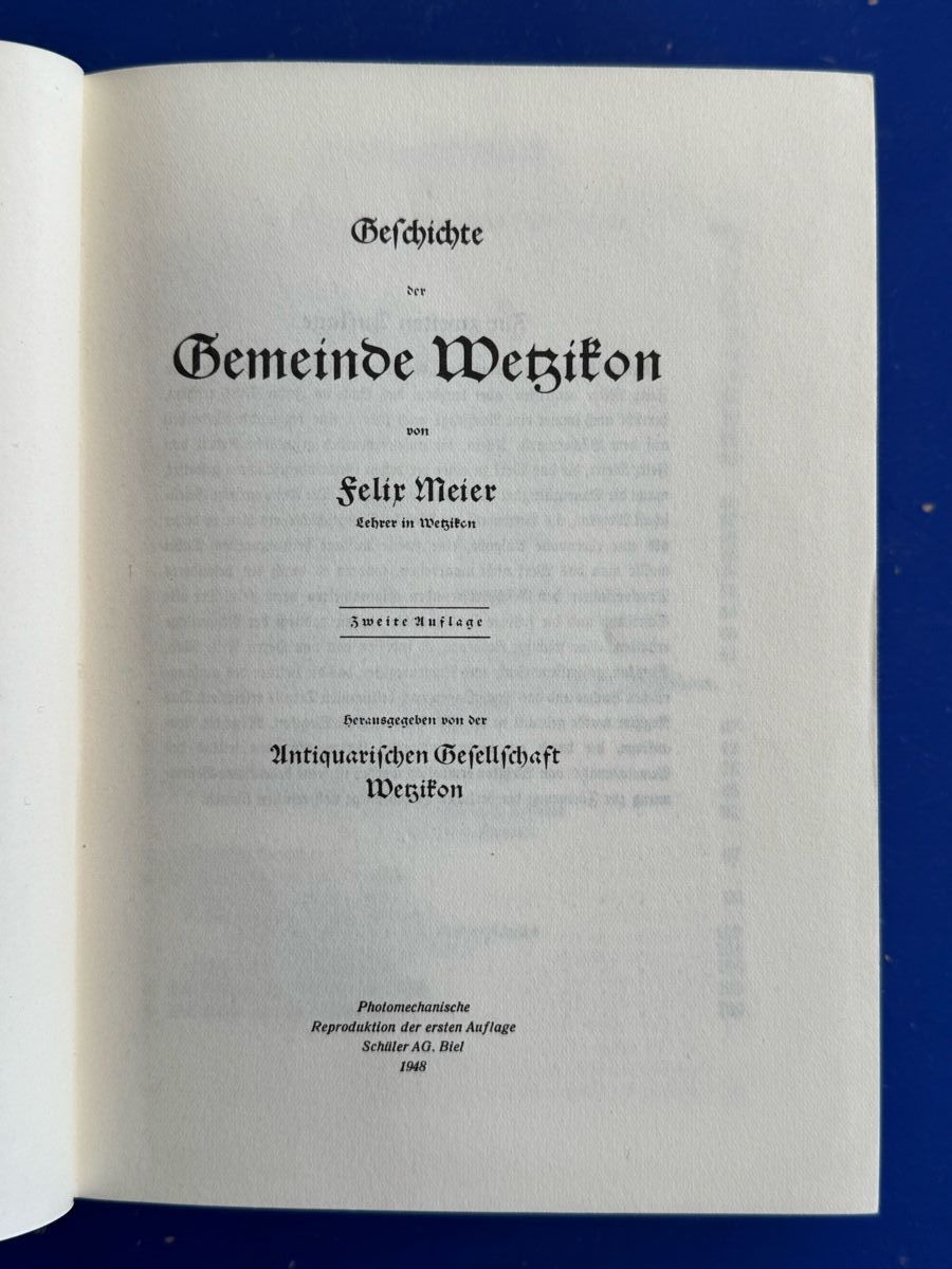 Libri: Geschichte der Gemeinde Wetzikon. Mit einer  Karte – Usato da Adliswil venduto da buch_und_kunst 2