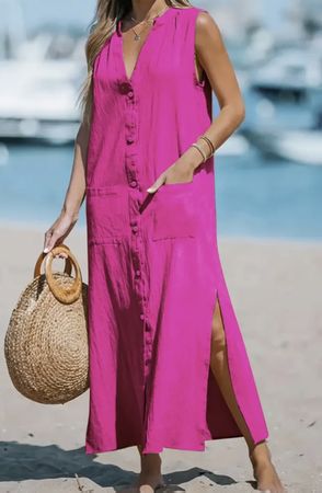 Abito Camicetta di lino estivo fucsia, taglia M/LNuovo!