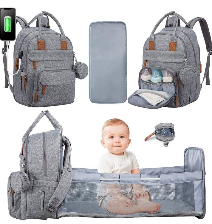 Wickeltasche Loft Paige In Rot/grau – Sportliche Messenger-Tasche Für Väter & Mütter, Mit Wickelauflage Und Clipix-System