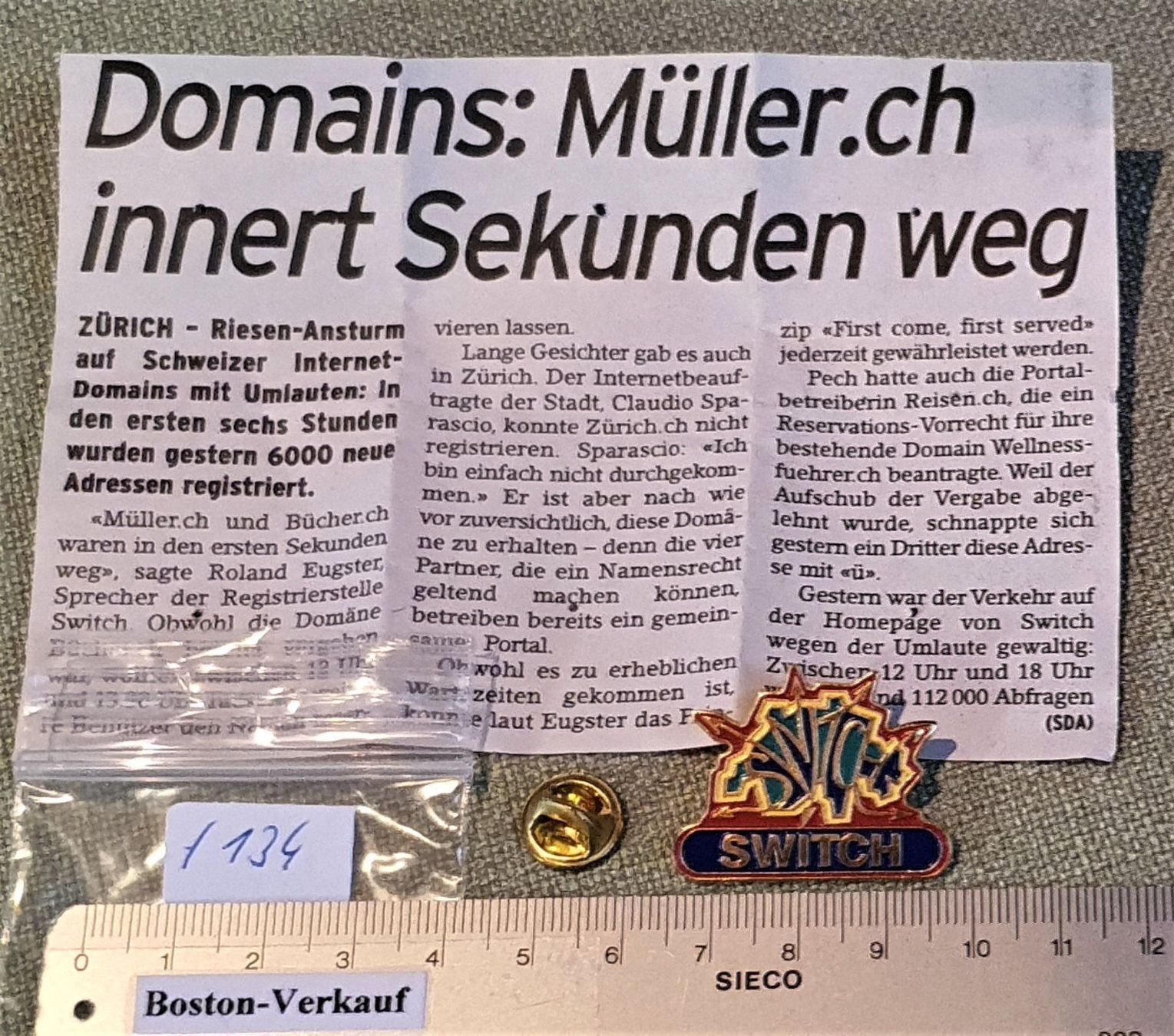 Album: I134 - Pin Switch Domains Vergabe – Usato da Reinach BL venduto da Boston-Verkauf 3