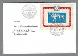 1951, LUNABA BLOCK, S-0 AUF BRIEF, RÜCKS. VIGNETTE