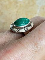 Vintage Silberring mit Malachit Edelstein (NIETEN)