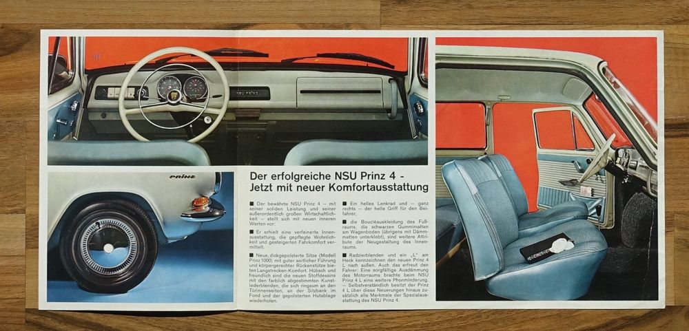 Prospectus / Brochure Originale NSU Prinz 4 L - Années 1965 à 1973 - Occasion