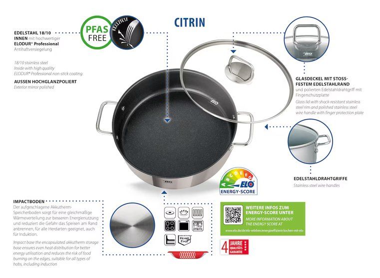 Elo Casseroles: ELO Kochtopf mit Deckel Citrin ø 16 cm – Neuf avec emballage d'origine à Kägiswil par nick333 1