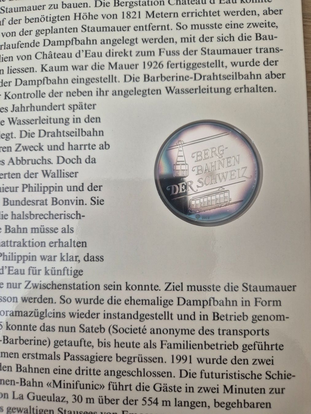 Medaglie: Bergbahnen der Schweiz - Barberine Standseilbahn – Usato da Luzern venduto da Vreneli_1 2