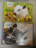2 Puzzles je 1'000 Teile "Time to Travel" + "Süsses Kalb"