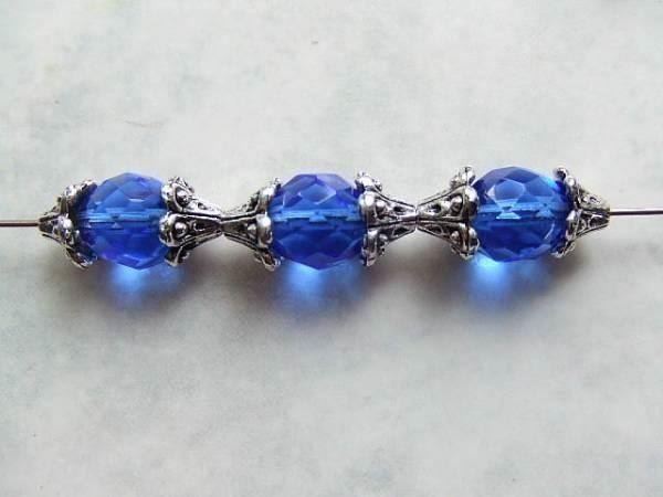 Perlen (unechte): 12 Perlkappen  altversilbert 6mm lang – Neu (gemäss Beschreibung) aus Alpnachstad von perlengaby 1