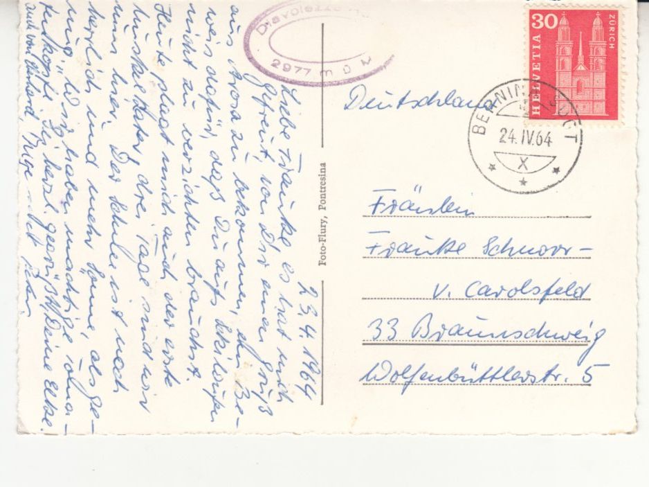 Ansichtskarten: Diavolezza 1964 – Gebraucht aus Bürglen TG von StampGraf 1