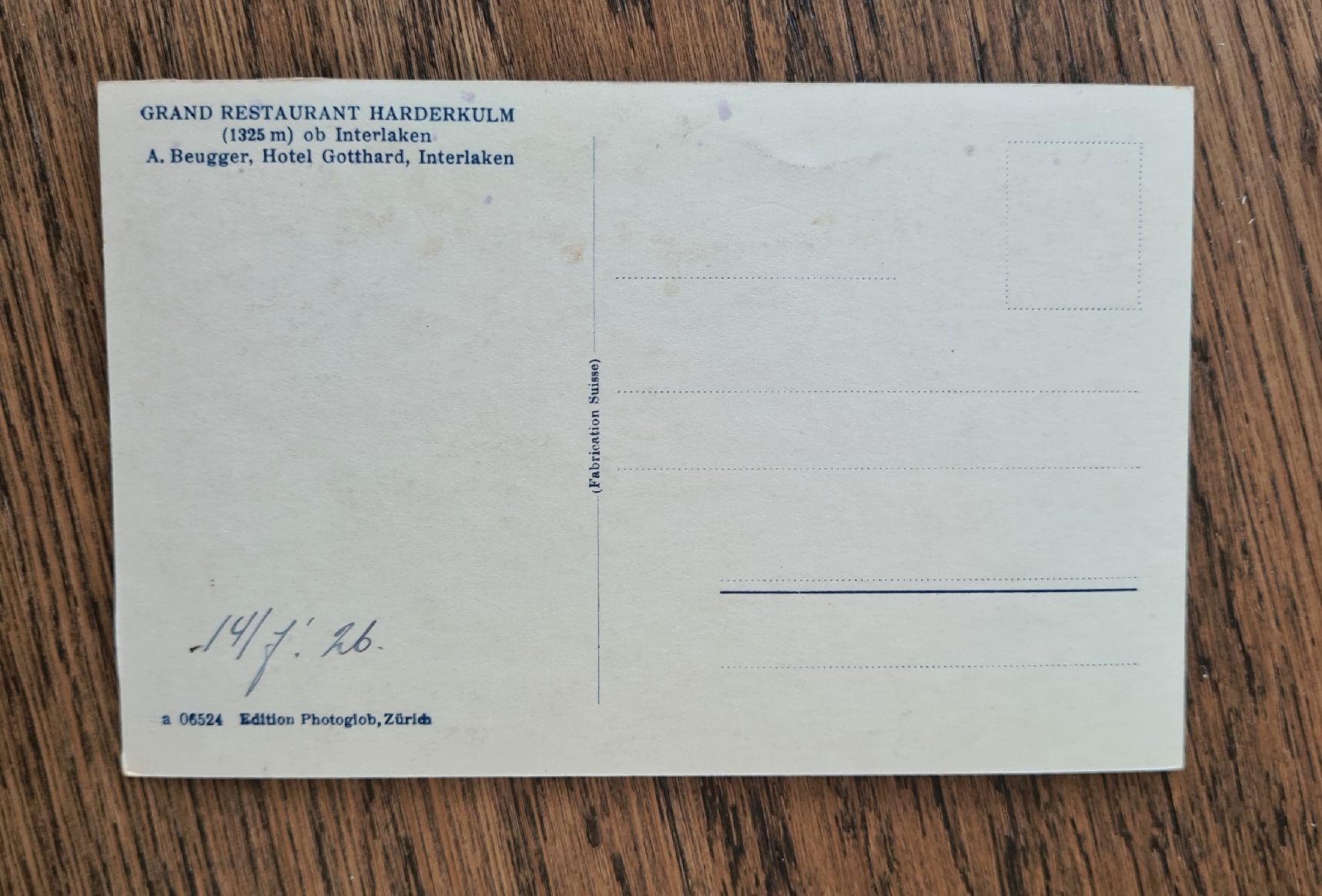 Cartoline postali: Grand Restaurant Harderkulm, ob Interlaken – Usato da Ebikon venduto da Donar50 2
