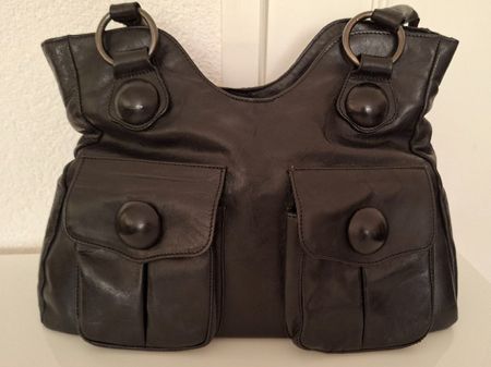 Grand sac Maddison en cuir noir Made in Italy