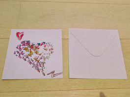 Handgemachte Karte mit Umschlag - 15 cm X 15 cm.